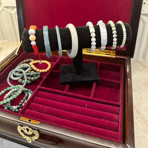 🌊Bluewater Jadeite Jade Bangle Hand-carved Bamboo Guatemalan Grade A - Picture 8 of 12